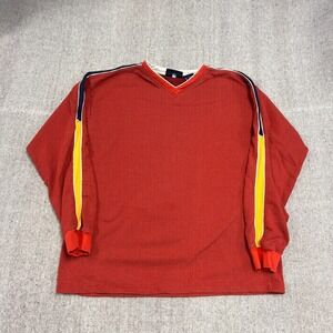 Vintage Faded Glory Sweatshirt Mens XL Orange 2000s Y2K Ribbed Striped